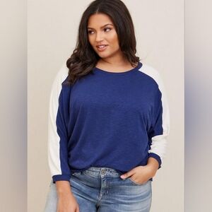 Super Soft Slub Striped Sleeve Dolman Top - PLUS SIZE 00 / M/L / 10 - (D5-13)